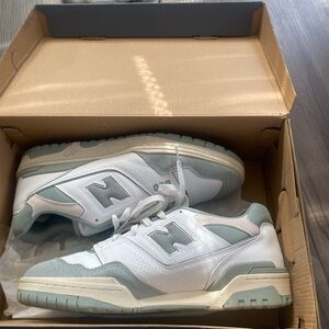 New Balance White and Light Gray Sneakers